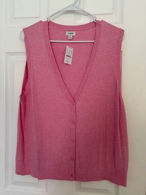 J. Crew Bubblegum Pink Sleeveless Button-Front Knit Vest